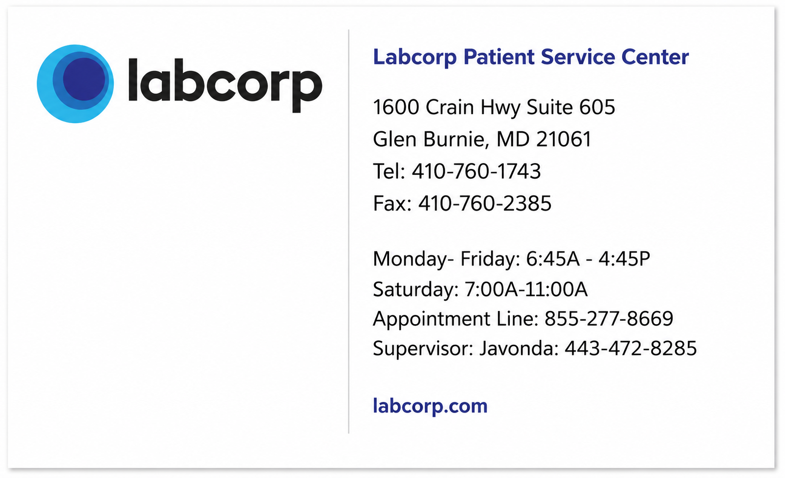 Labcorp Business Card Example - Business Card Examples, AI Business Card Generator