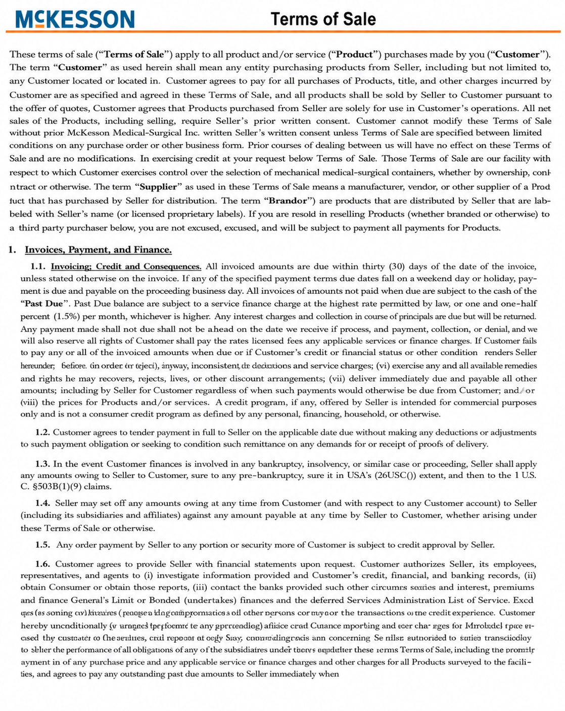McKesson Corporation Product Purchase - Free AI Contract Generator, 50+ Real Contract Examples