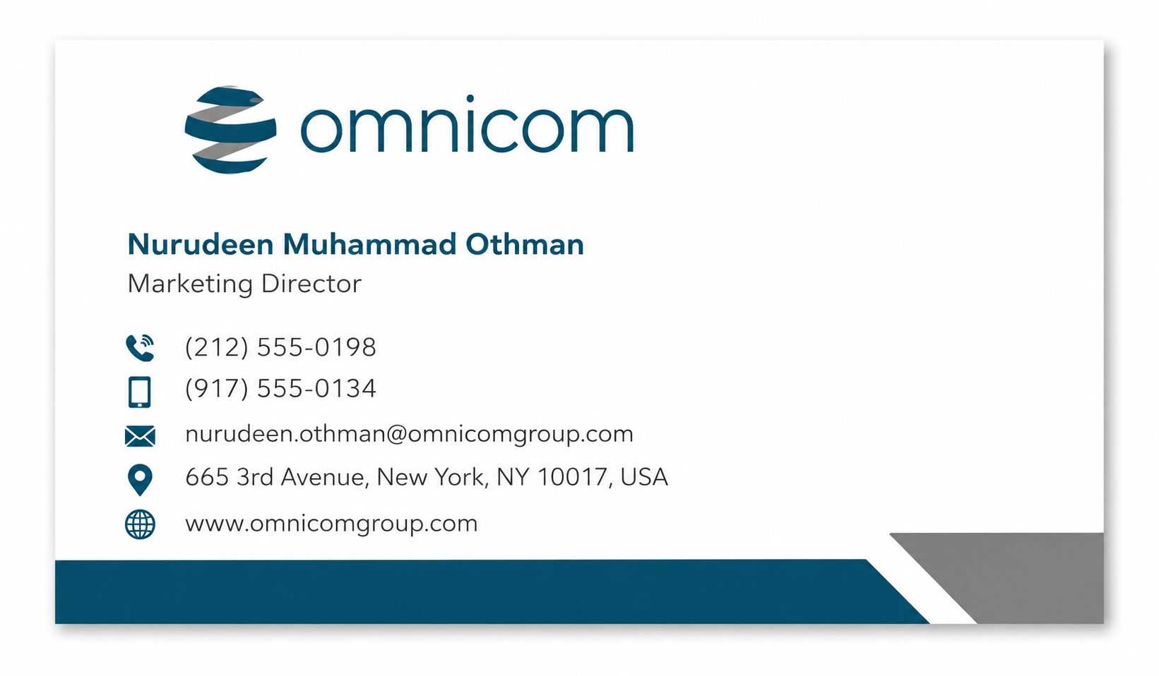 Omnicom Business Card Example - Business Card Examples, AI Business Card Generator