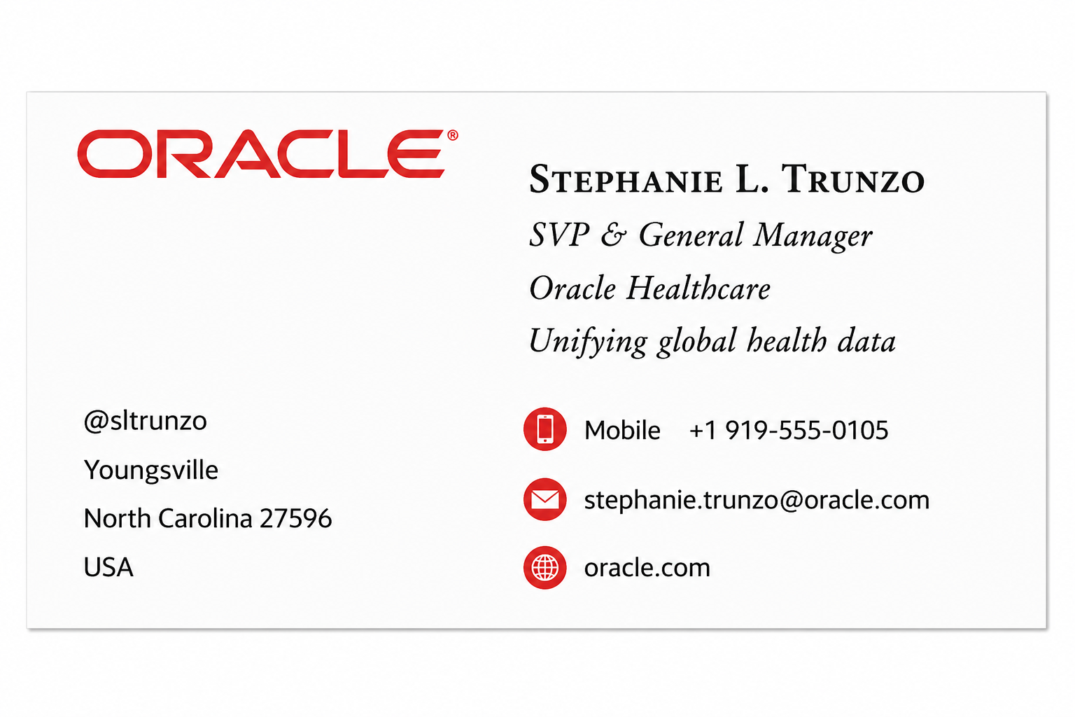 Oracle Business Card Example