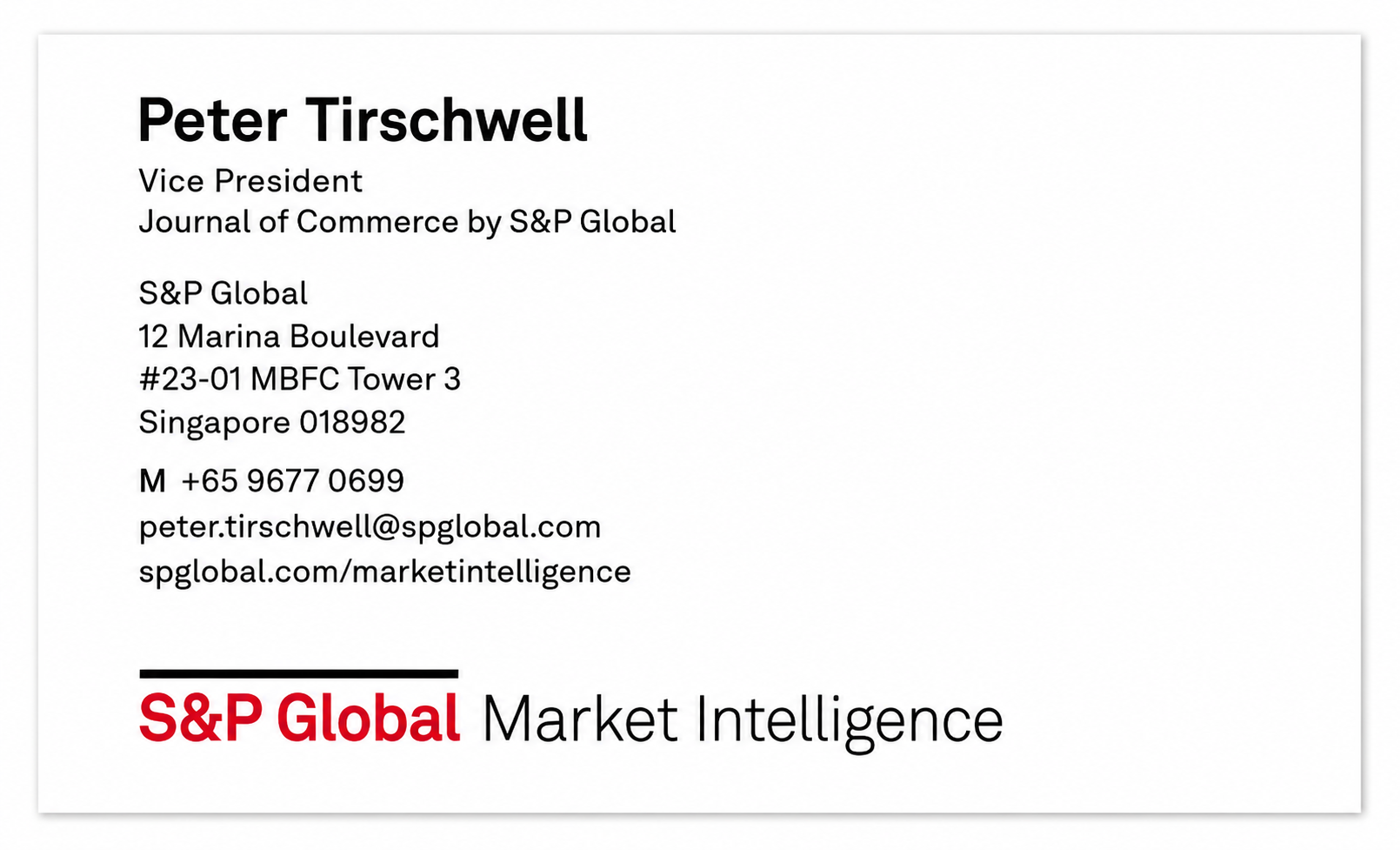 S&P Global Business Card Example - Business Card Examples, AI Business Card Generator