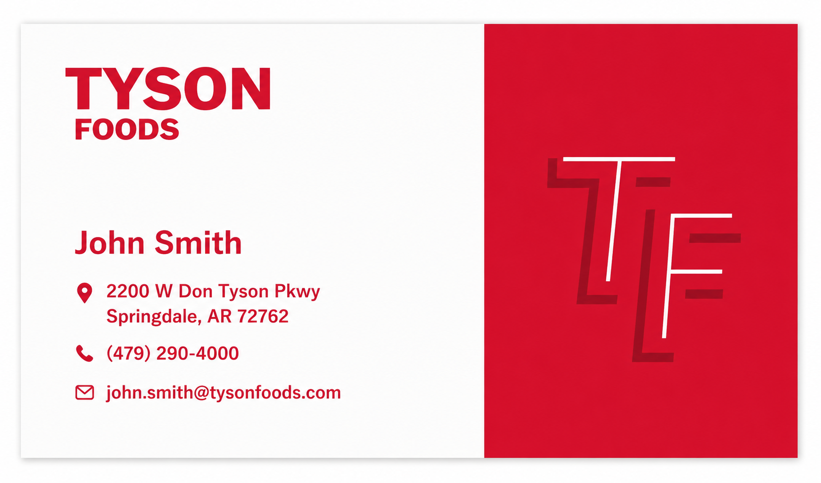 Tyson Foods Business Card Example - Business Card Examples, AI Business Card Generator