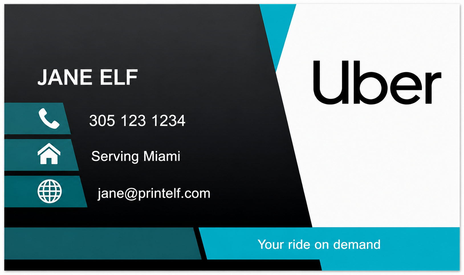 Uber Business Card Example - Business Card Examples, AI Business Card Generator