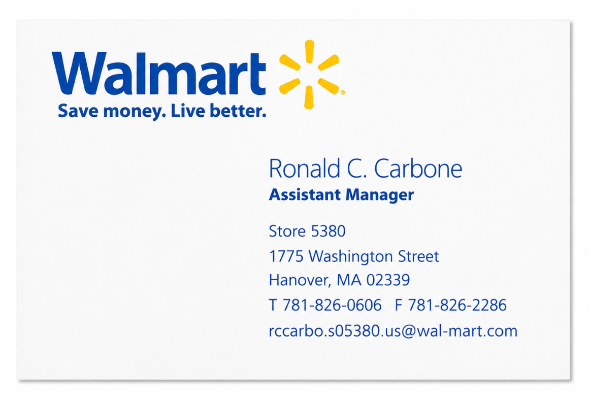 Walmart Business Card Example