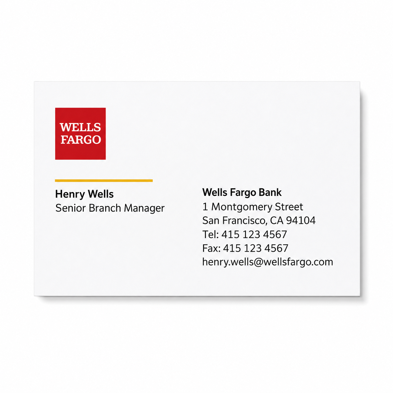 Wells Fargo Business Card Example