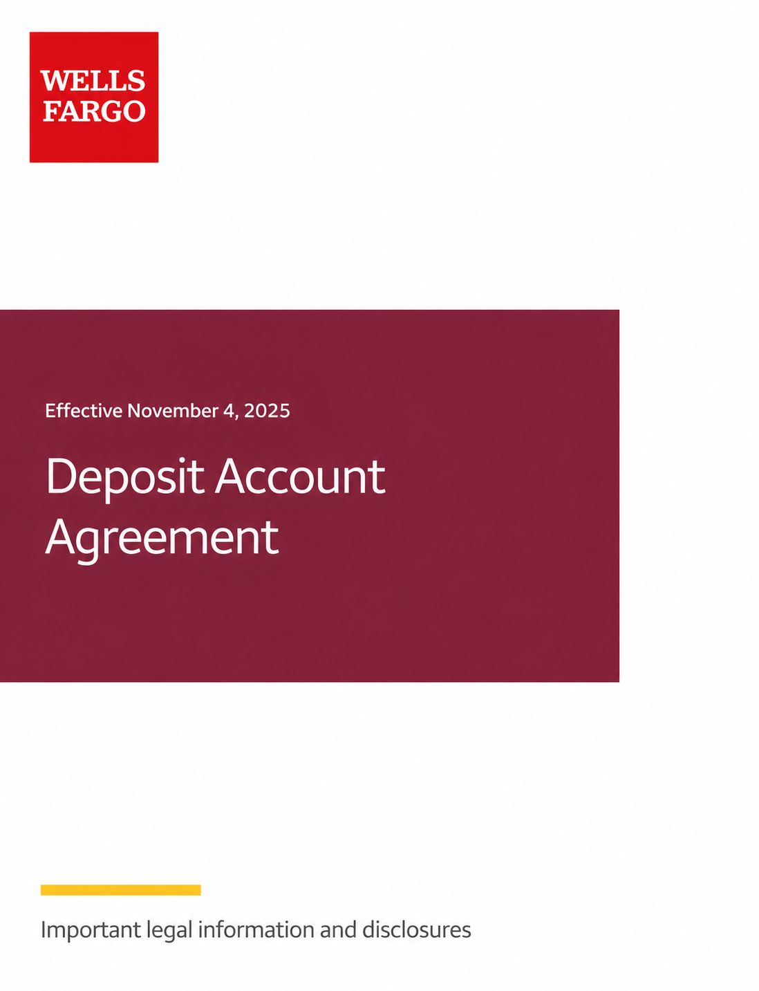 Wells Fargo & Company Deposit Account Agreement - Free AI Contract Generator, 50+ Real Contract Examples