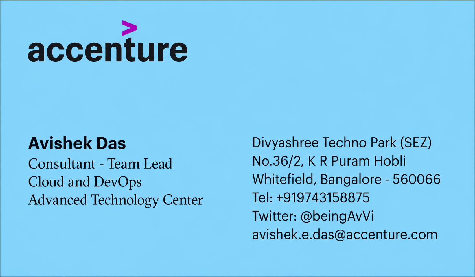 Accenture Business Card - Business Card Examples, AI Business Card Generator