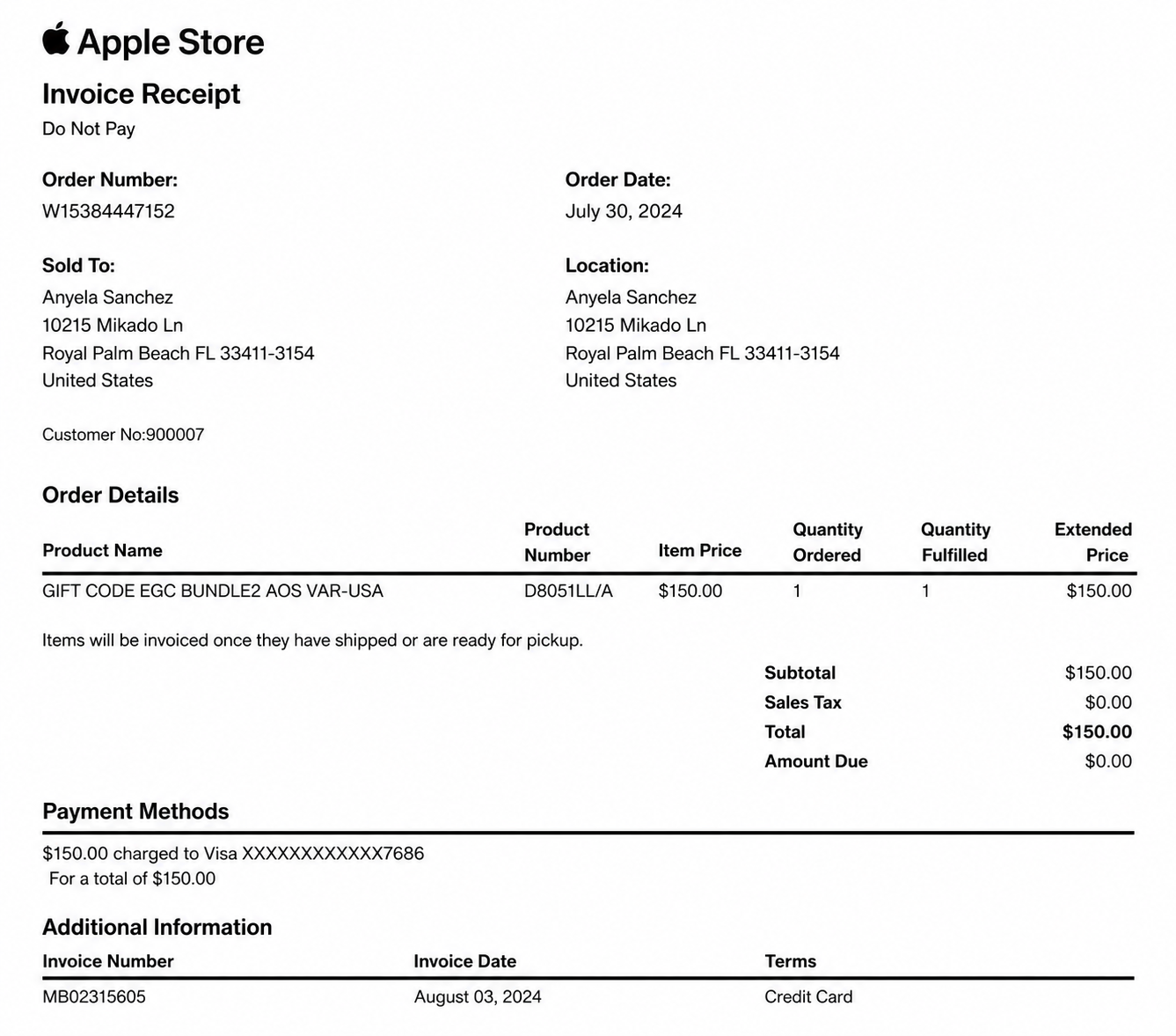 Apple Invoice  - Free AI Invoice Generator, 50+ Real Invoice Examples