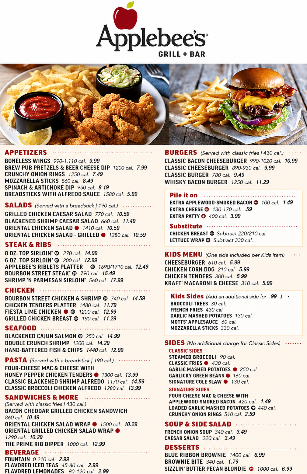 Applebee's Menus  - Menu Examples, AI Menu Generator