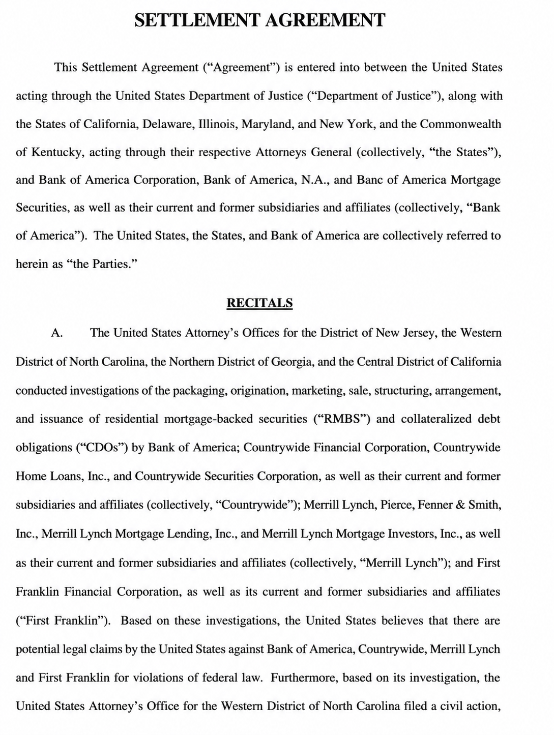 Bank of America Agreements  - Free AI Agreement Generator, 50+ Real Agreement Examples