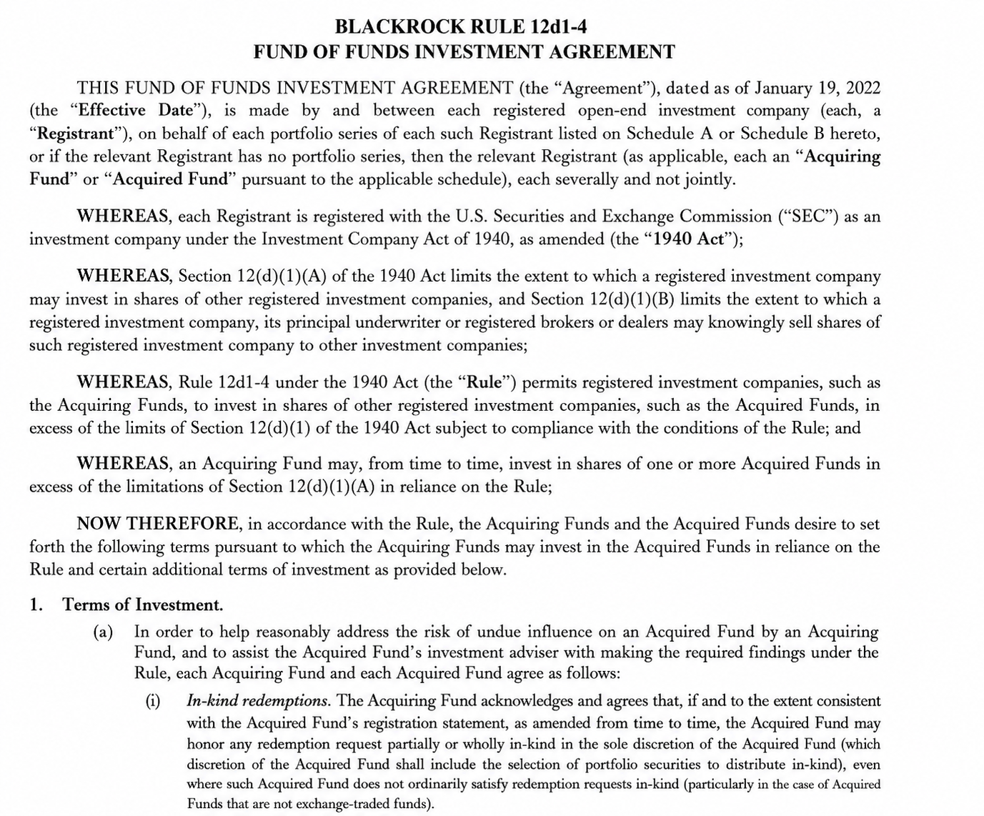 BlackRock Agreements  - Free AI Agreement Generator, 50+ Real Agreement Examples