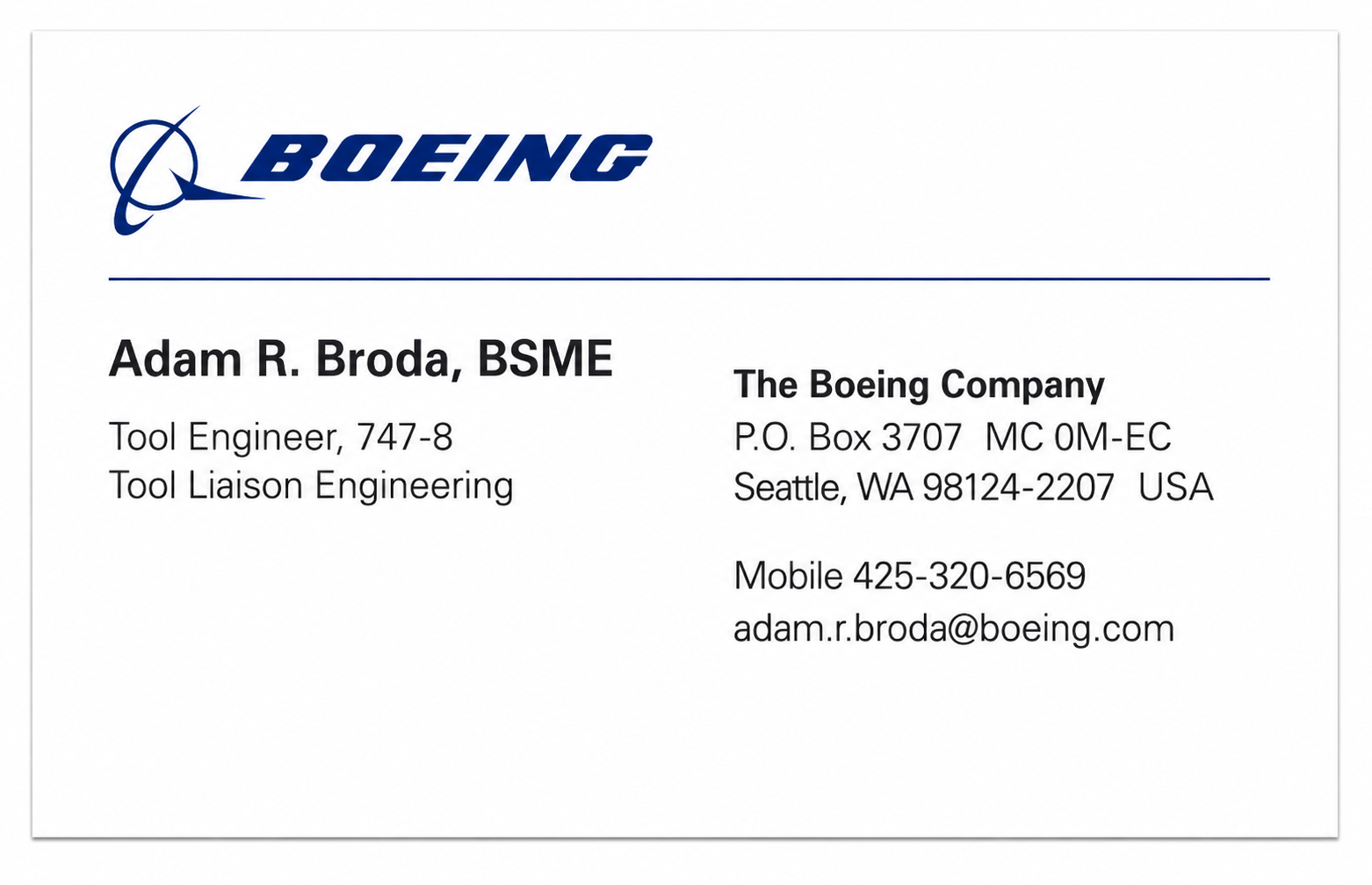 Boeing Business Card - Business Card Examples, AI Business Card Generator