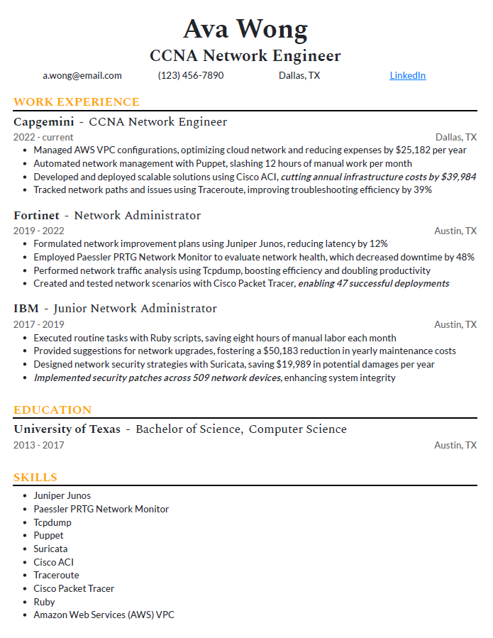 Capgemini Network Engineer Resume - Free AI Resume Bulider, 50+ Real Resume Examples