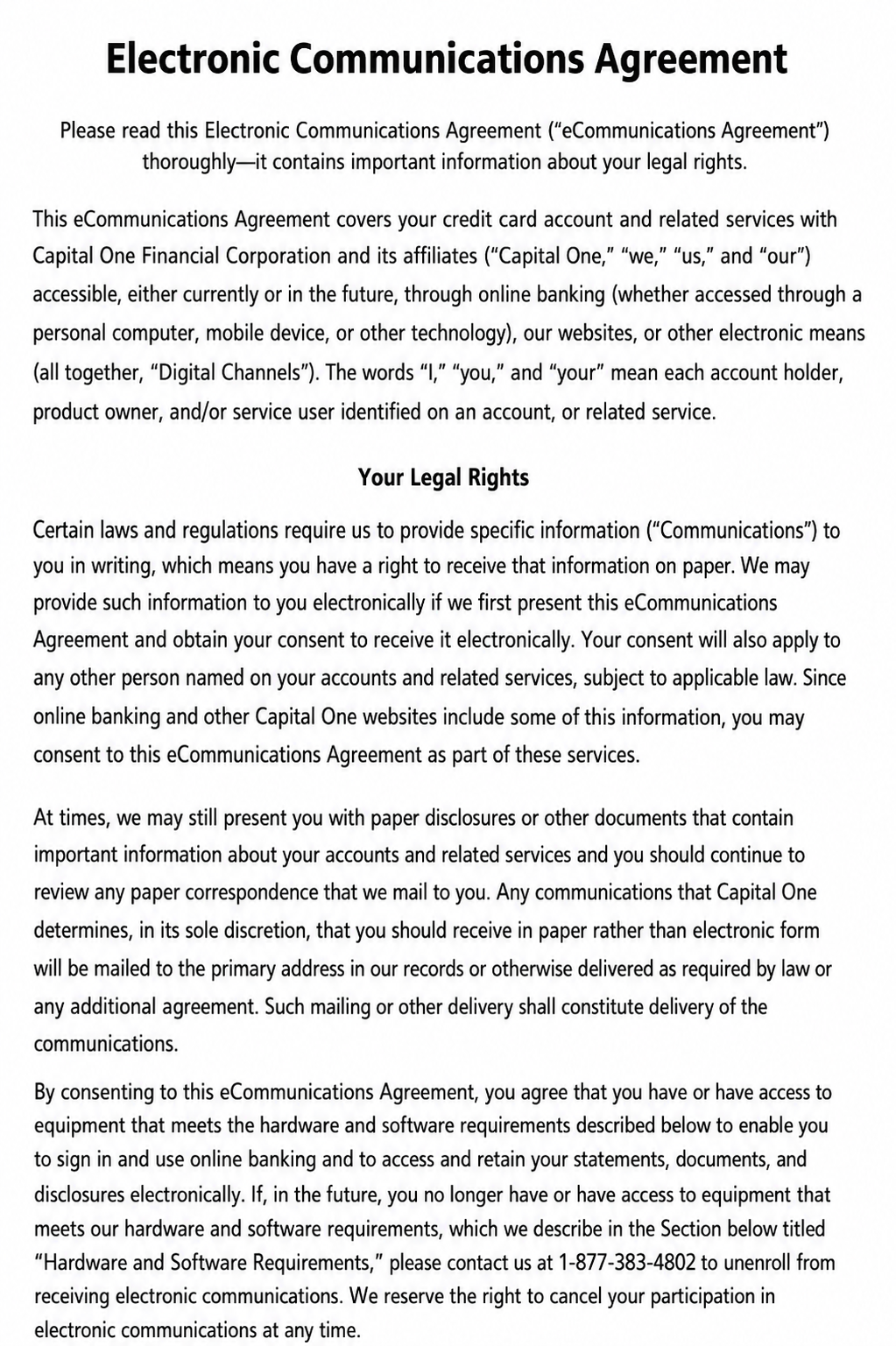 Capital One Agreements  - Free AI Agreement Generator, 50+ Real Agreement Examples