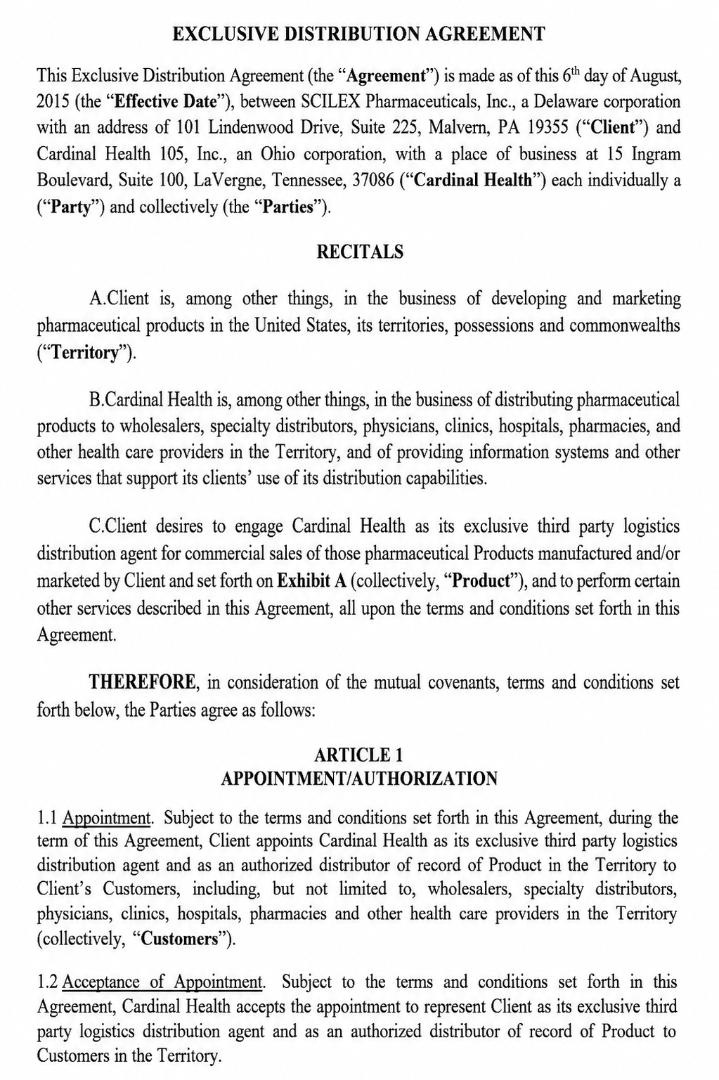 Cardinal Health Agreements  - Free AI Agreement Generator, 50+ Real Agreement Examples