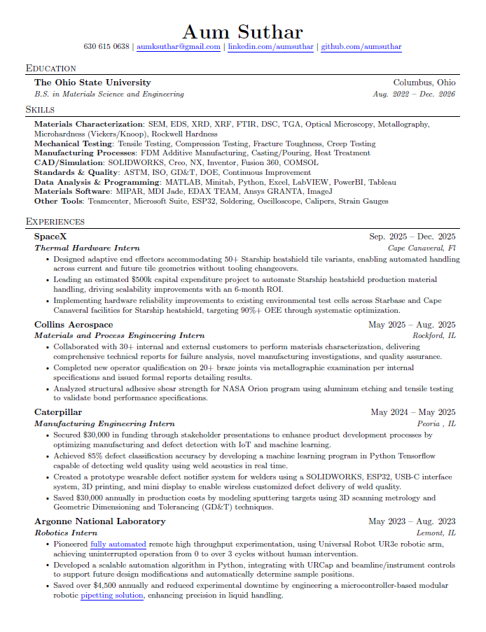 Caterpillar Manufacturing Engineer Resume - Free AI Resume Bulider, 50+ Real Resume Examples