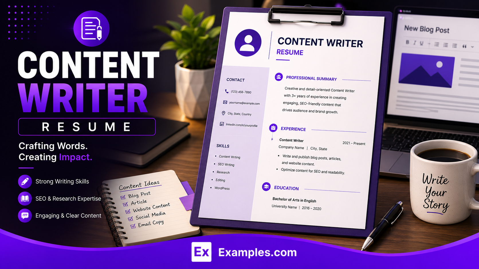 Content Writer Resume - Free AI Resume Bulider, 50+ Real Resume Examples