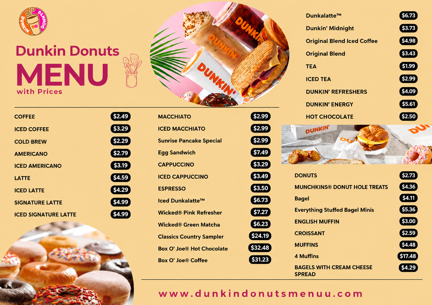 Dunkin' Menus  - Menu Examples, AI Menu Generator
