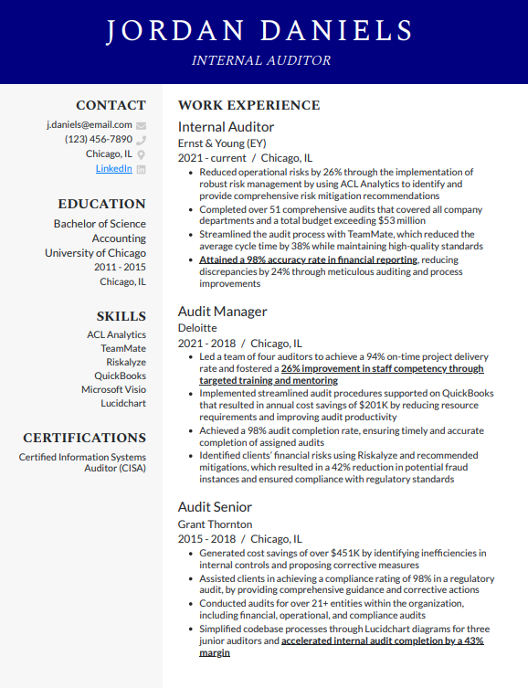 EY Auditor Resume - Free AI Resume Bulider, 50+ Real Resume Examples