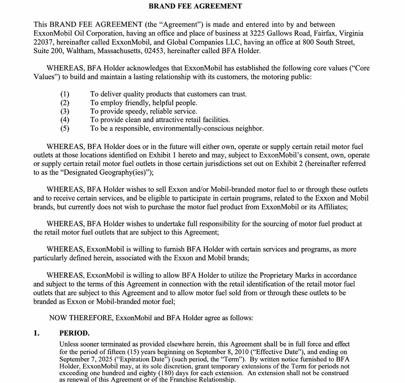 Exxon Mobil Agreements  - Free AI Agreement Generator, 50+ Real Agreement Examples