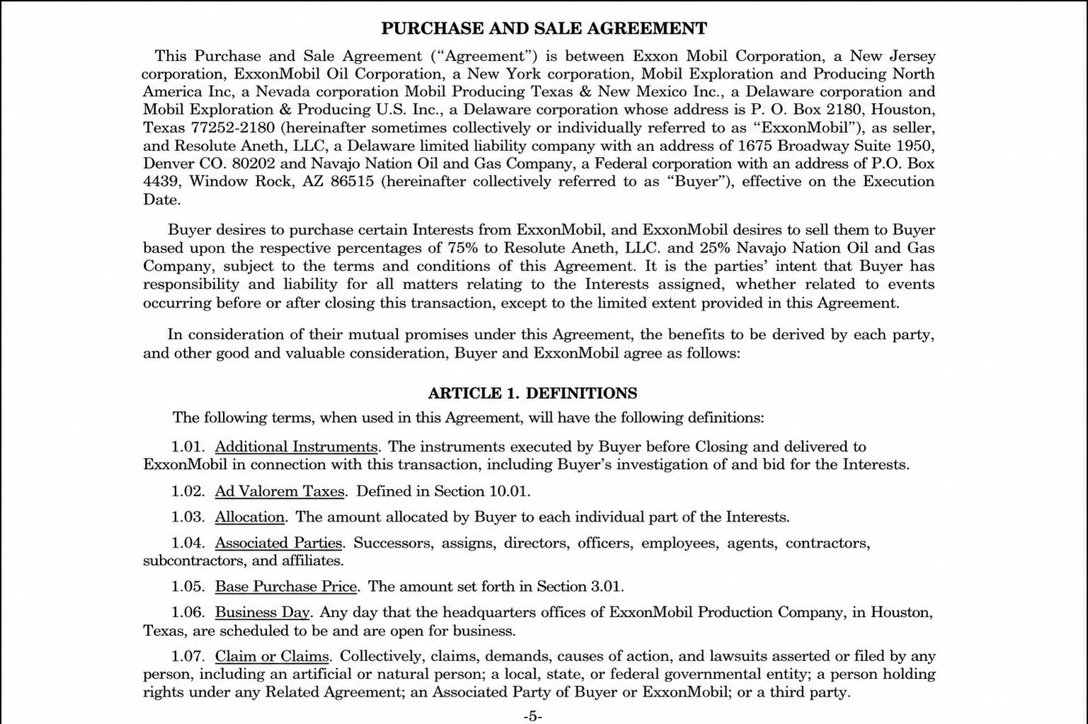 Exxon Mobil Agreements  - Free AI Agreement Generator, 50+ Real Agreement Examples