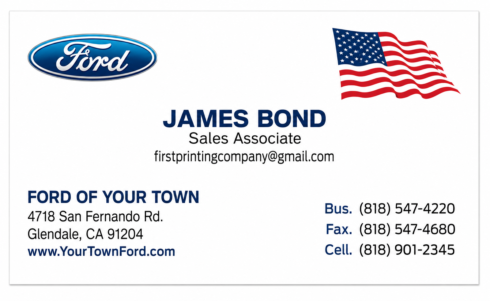 Ford Automotive Dealership Business Card - Business Card Examples, AI Business Card Generator