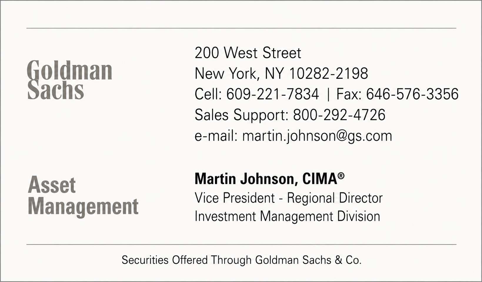 Goldman Sachs Business Card - Business Card Examples, AI Business Card Generator