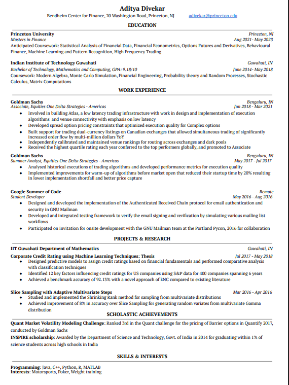 Goldman Sachs Financial Analyst Resume - Free AI Resume Bulider, 50+ Real Resume Examples