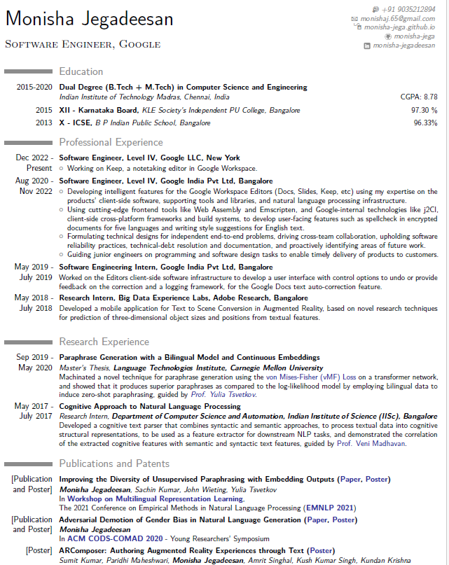 Google Software Engineer Resume - Free AI Resume Bulider, 50+ Real Resume Examples