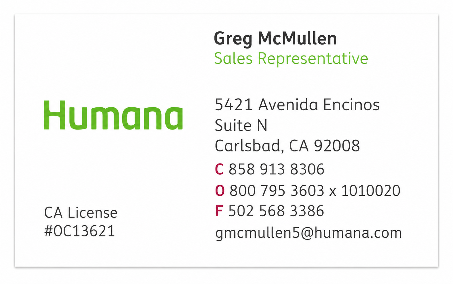 Humana Health Insurance Business Card - Business Card Examples, AI Business Card Generator