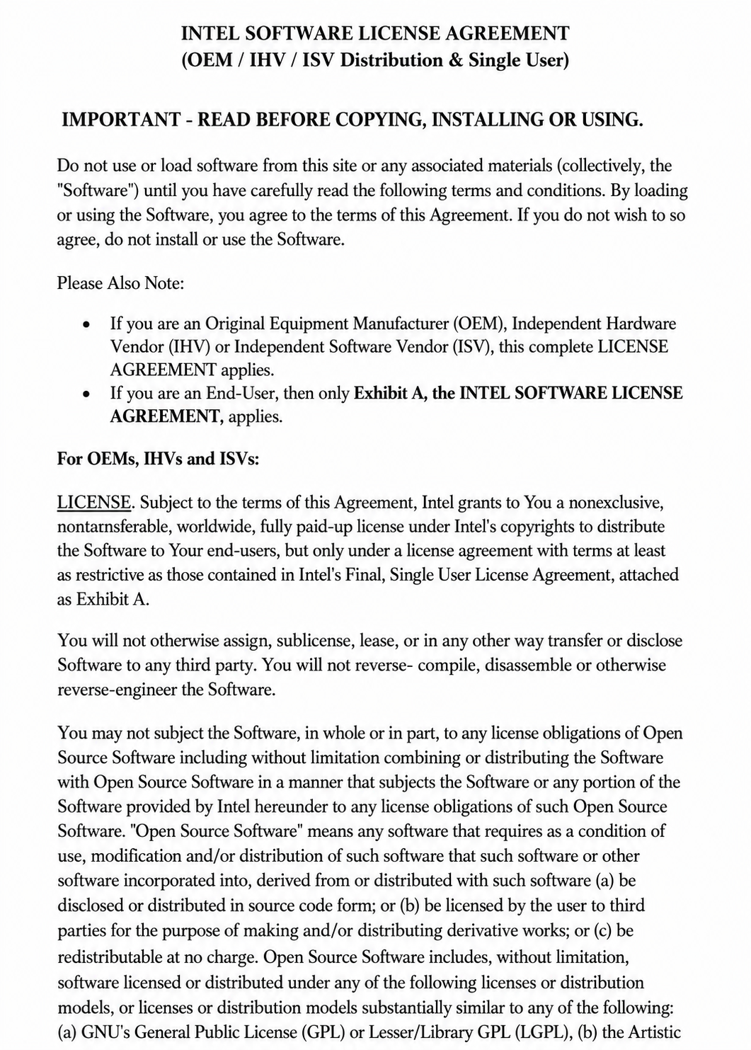 Intel Agreements  - Free AI Agreement Generator, 50+ Real Agreement Examples