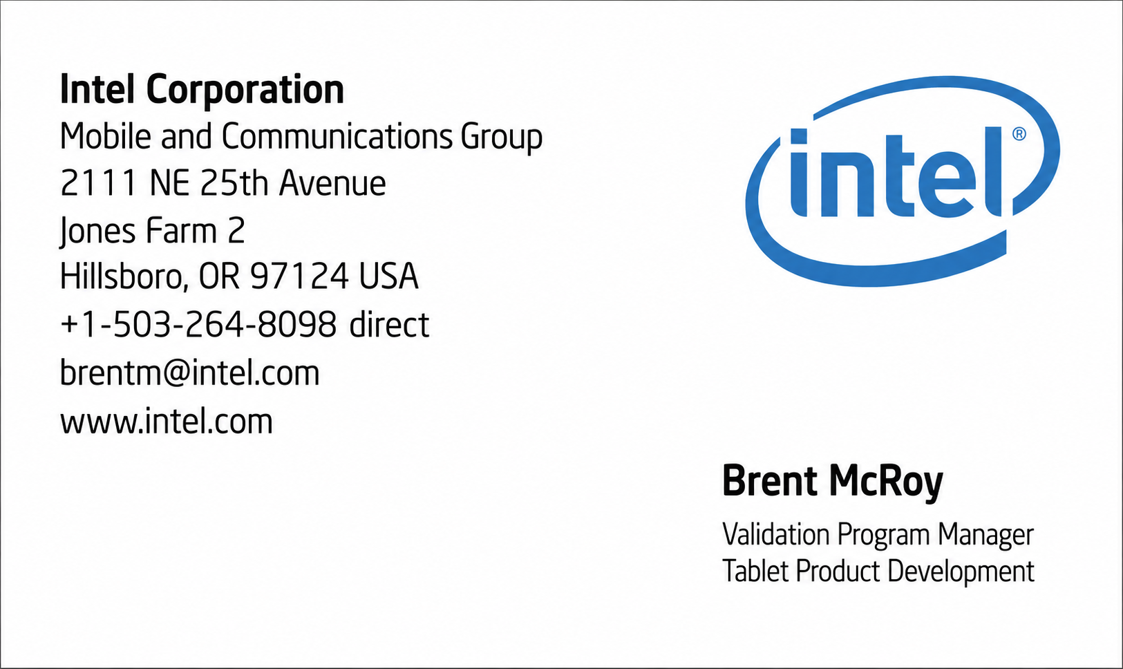 Intel Business Card - Business Card Examples, AI Business Card Generator