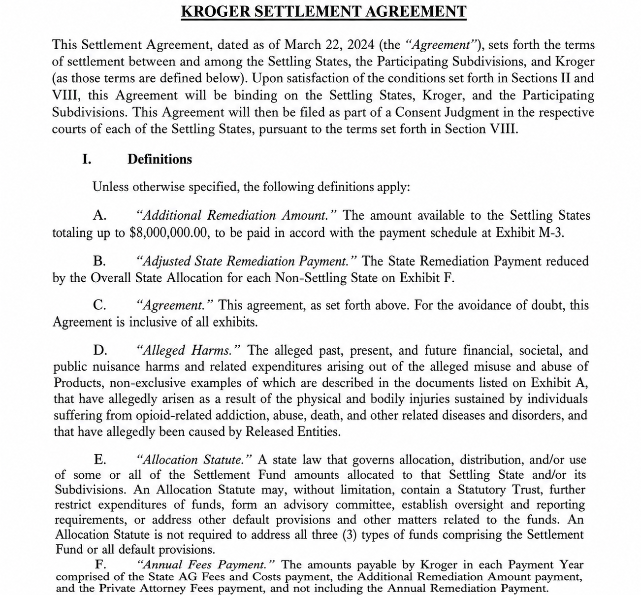 Kroger Agreements  - Free AI Agreement Generator, 50+ Real Agreement Examples