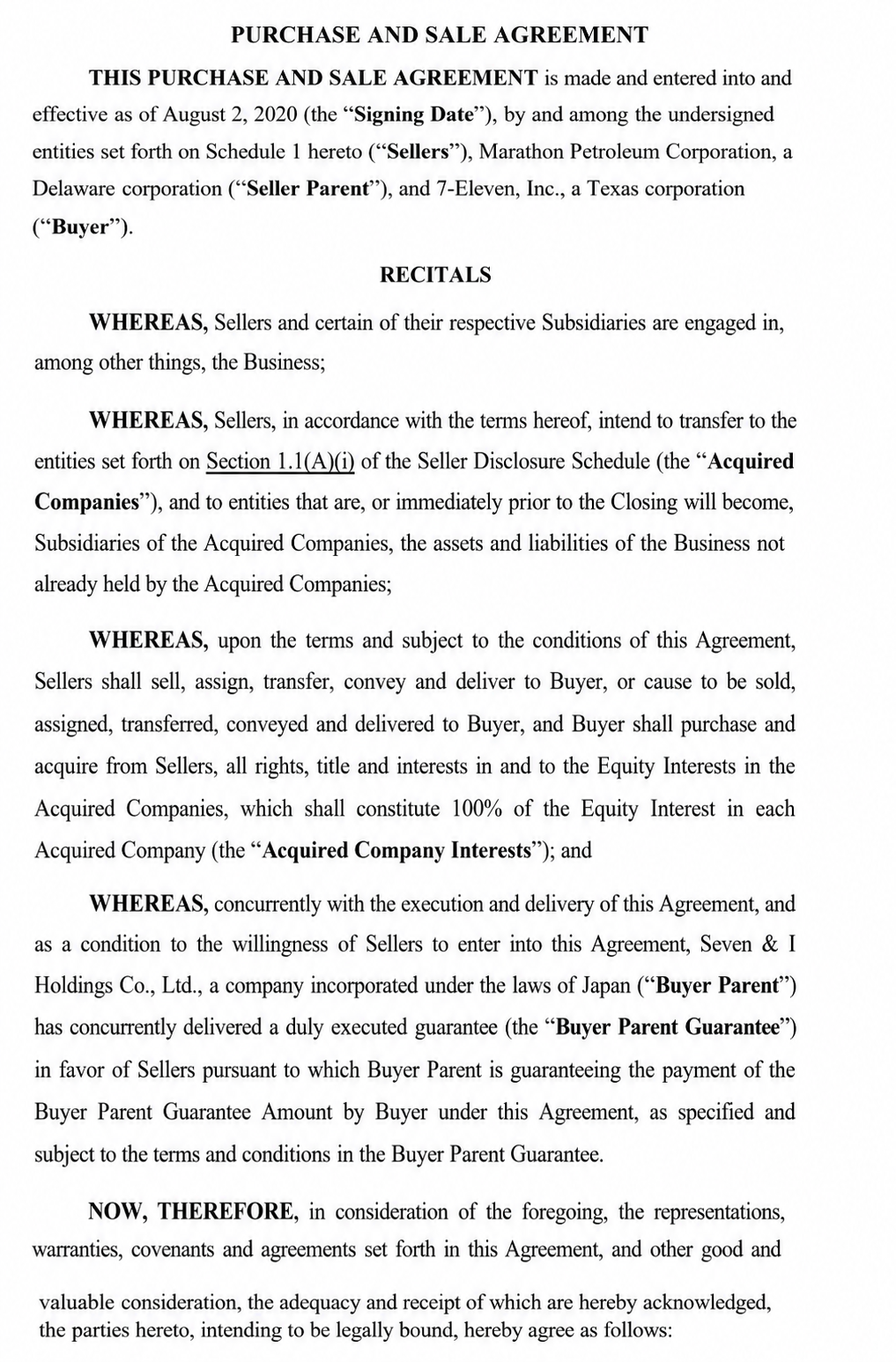 Marathon Petroleum Agreements  - Free AI Agreement Generator, 50+ Real Agreement Examples