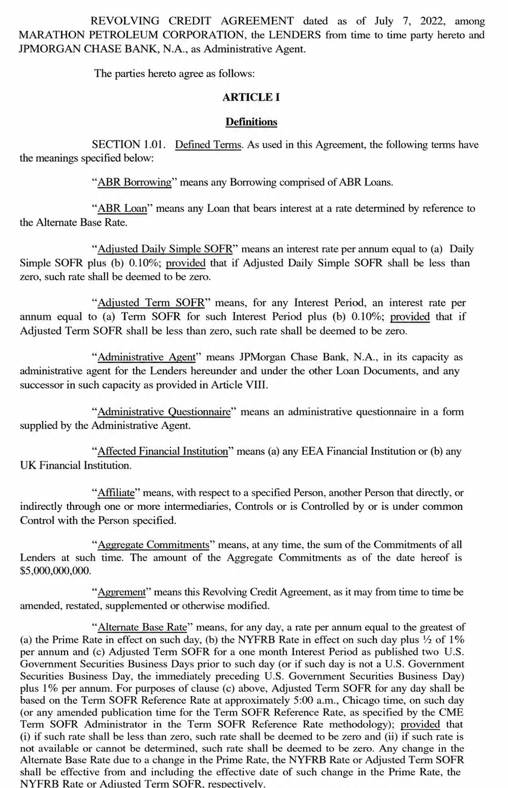 Marathon Petroleum Agreements  - Free AI Agreement Generator, 50+ Real Agreement Examples