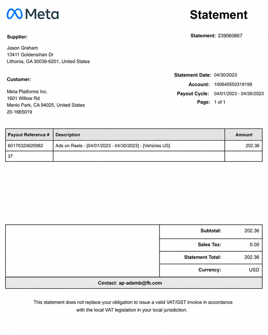 Meta Invoice  - Free AI Invoice Generator, 50+ Real Invoice Examples