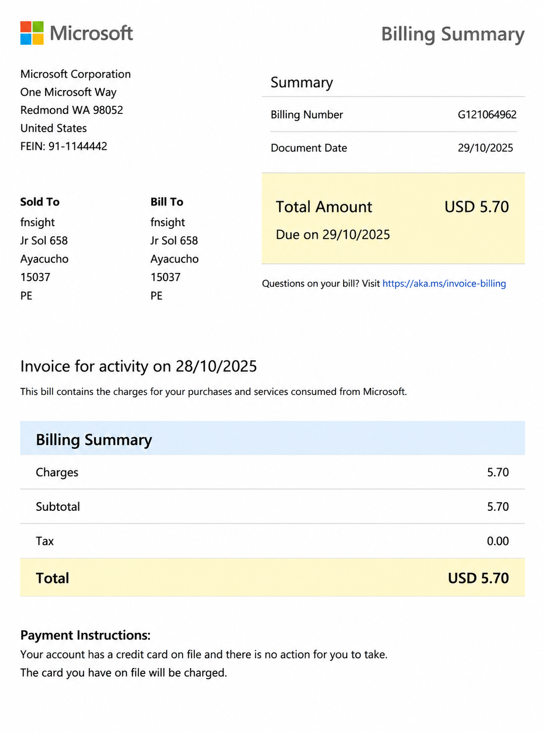 Microsoft Invoice  - Free AI Invoice Generator, 50+ Real Invoice Examples