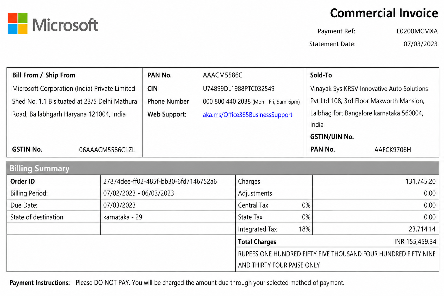 Microsoft Invoice  - Free AI Invoice Generator, 50+ Real Invoice Examples