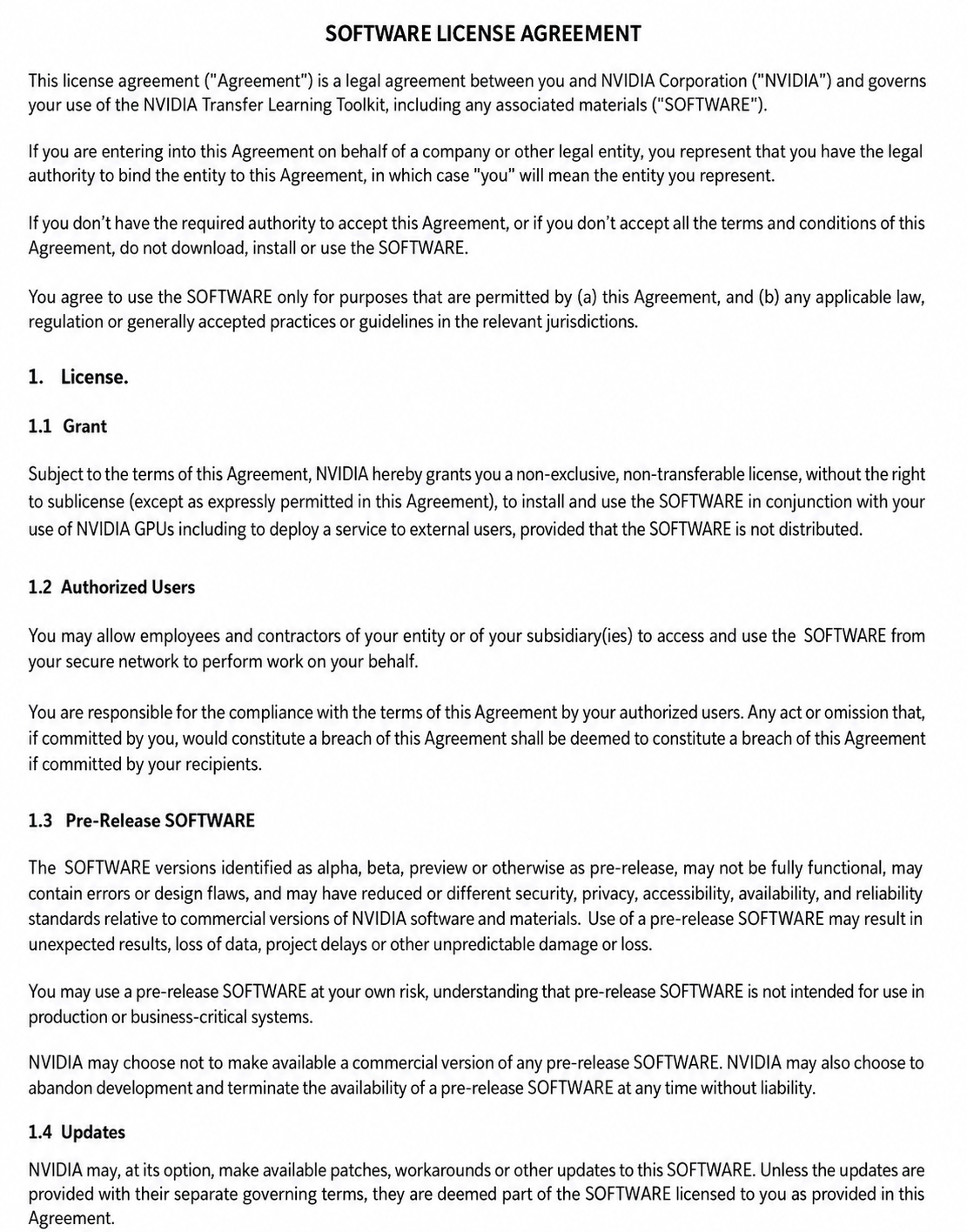 Nvidia Agreements  - Free AI Agreement Generator, 50+ Real Agreement Examples