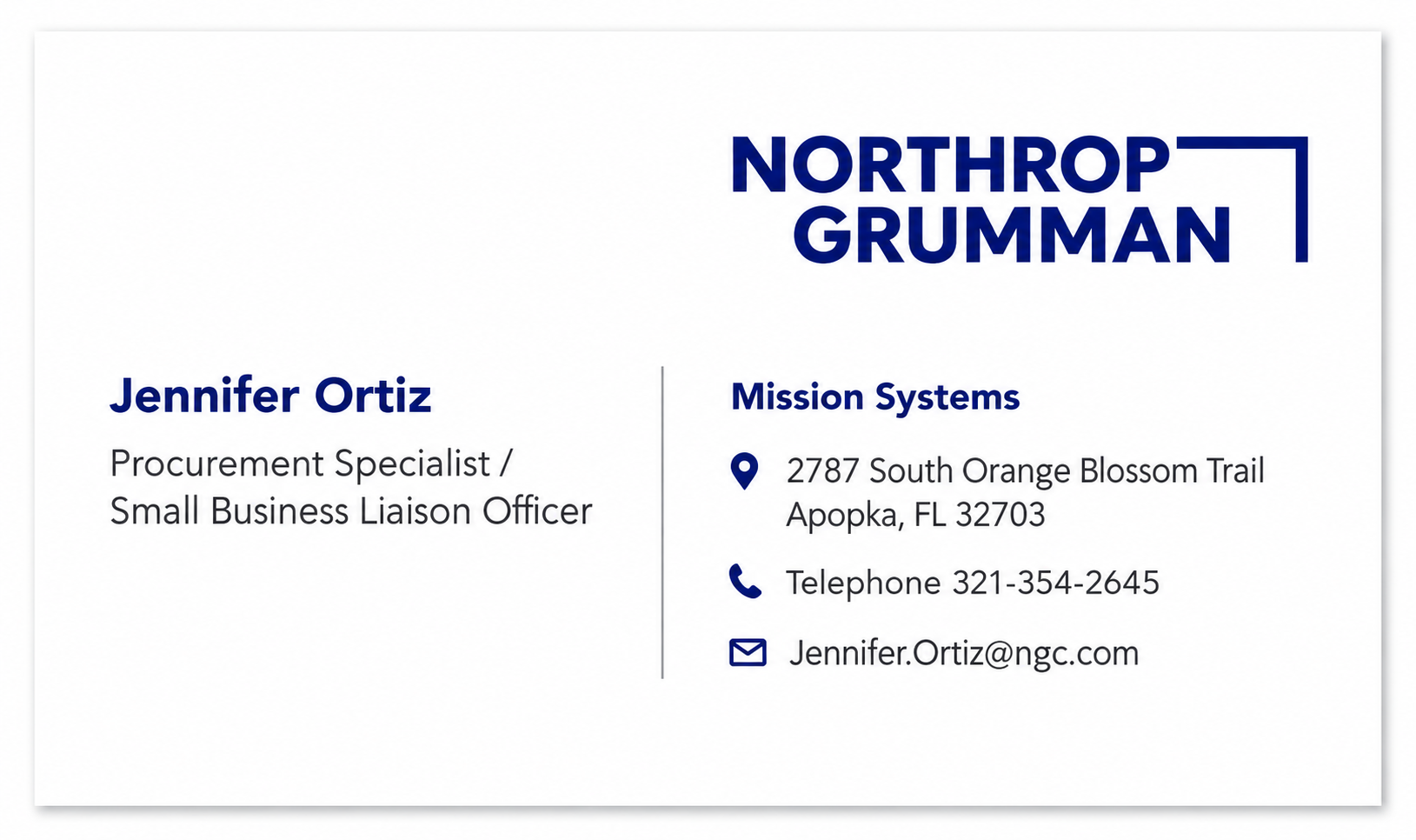 Northrop Grumman Business Card - Business Card Examples, AI Business Card Generator