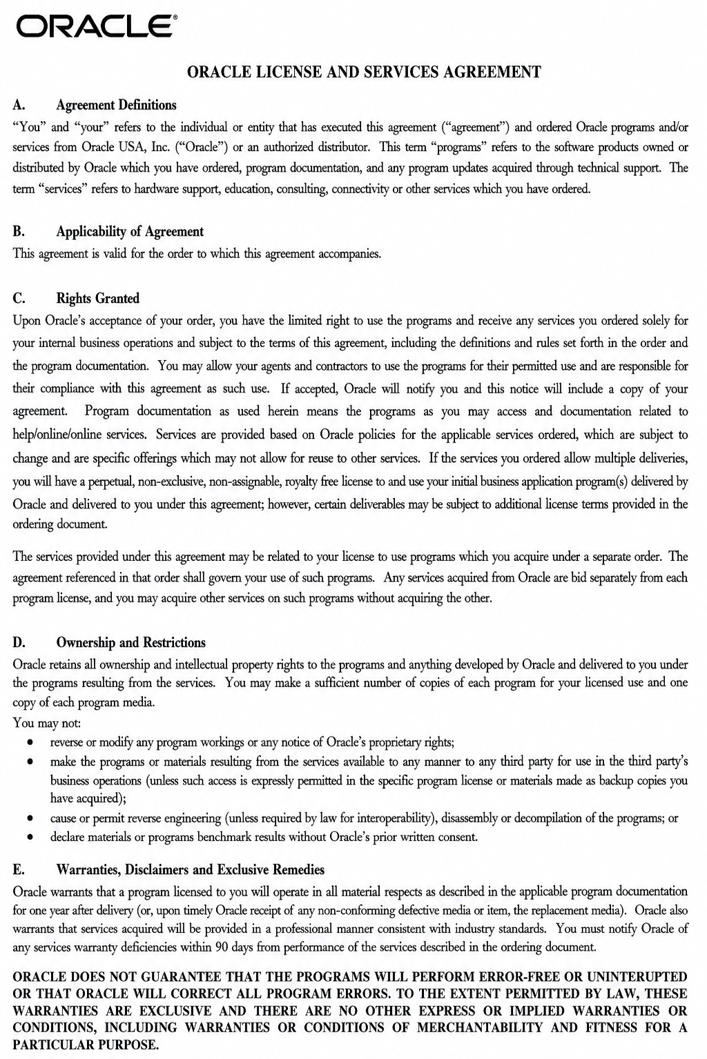 Oracle Agreements  - Free AI Agreement Generator, 50+ Real Agreement Examples