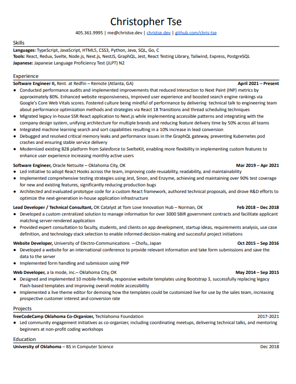 Oracle NetSuite Software Engineer Resume - Free AI Resume Bulider, 50+ Real Resume Examples