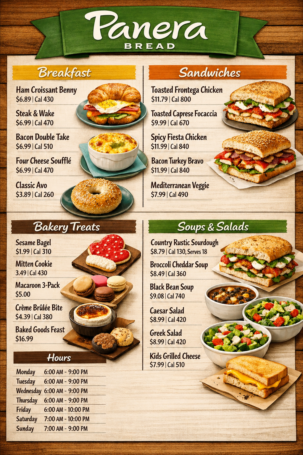 Panera Bread Menus  - Menu Examples, AI Menu Generator