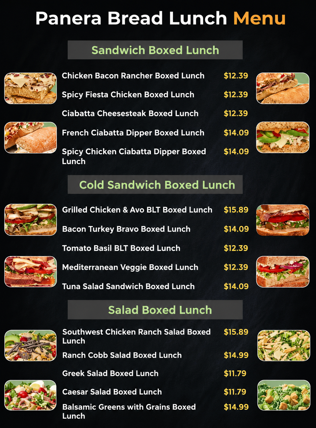Panera Bread Menus  - Menu Examples, AI Menu Generator