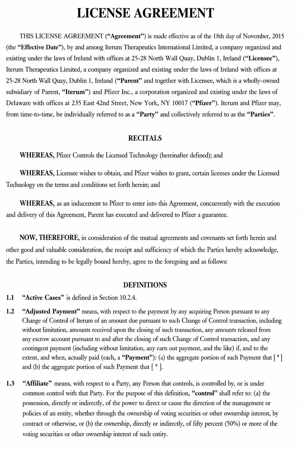 Pfizer Agreements  - Free AI Agreement Generator, 50+ Real Agreement Examples
