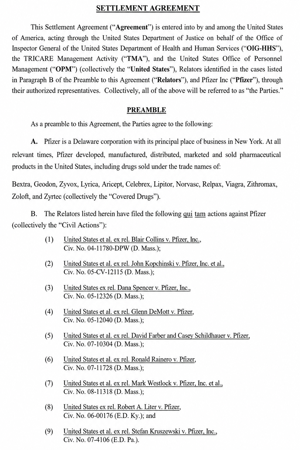 Pfizer Agreements  - Free AI Agreement Generator, 50+ Real Agreement Examples