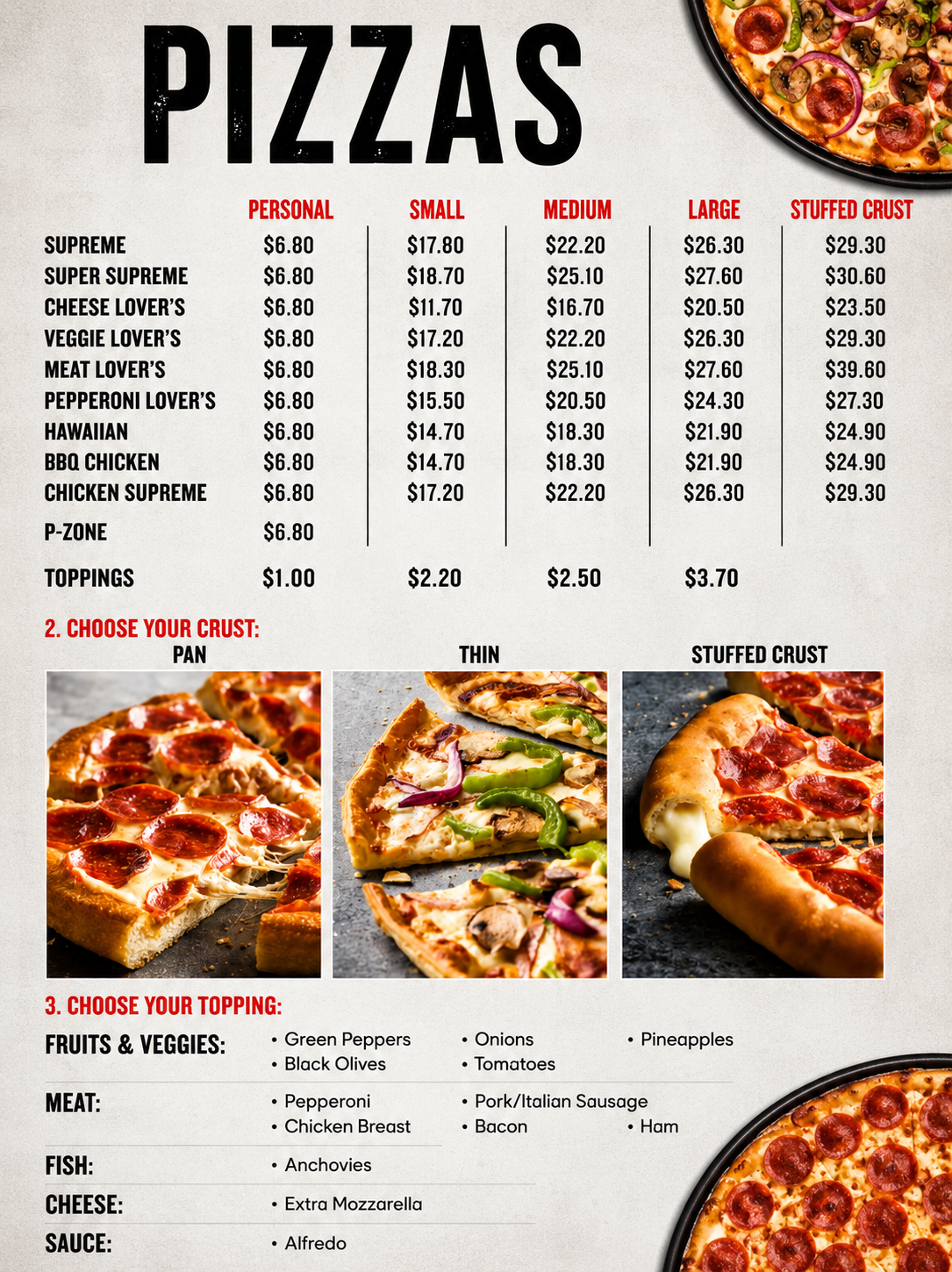 Pizza Hut Menus  - Menu Examples, AI Menu Generator