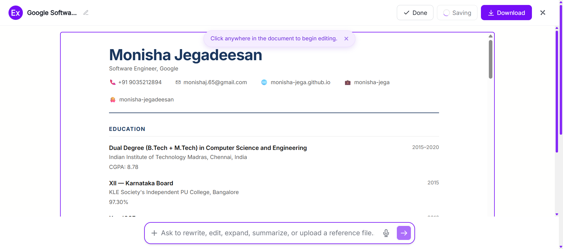 Resume Examples