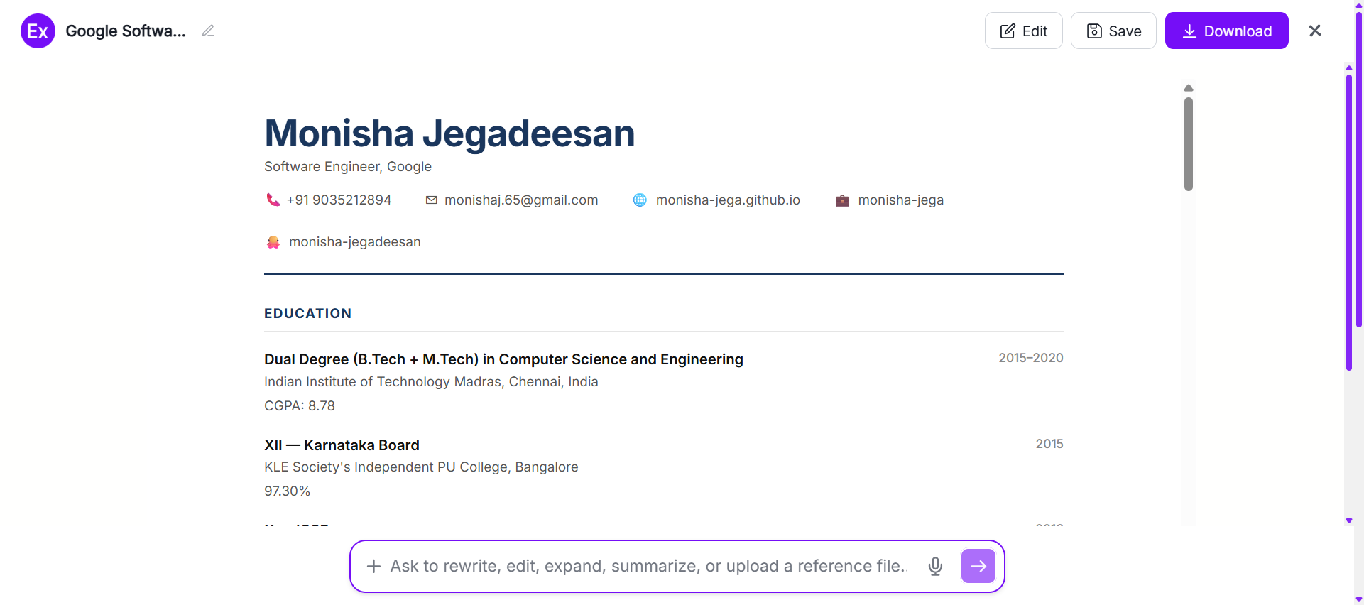 Resume Examples