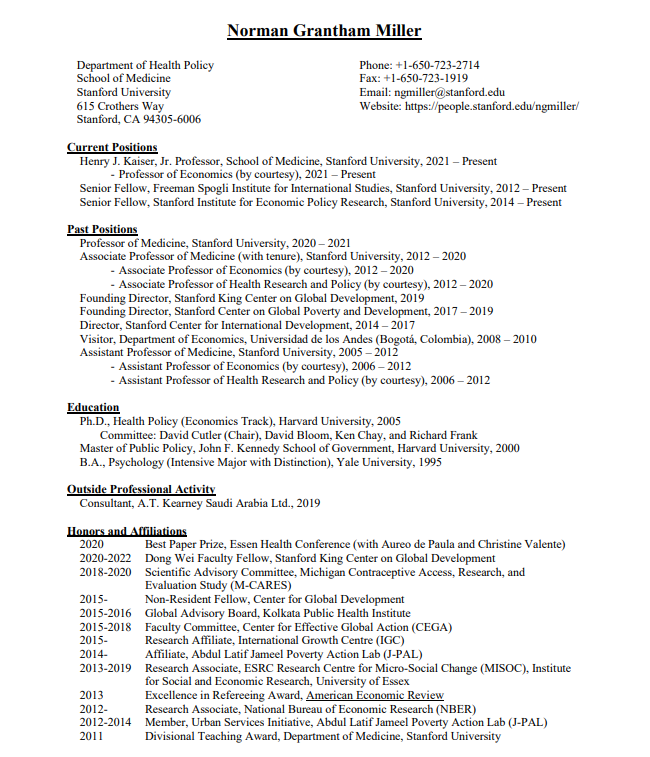 Stanford University Professor Resume - Free AI Resume Bulider, 50+ Real Resume Examples